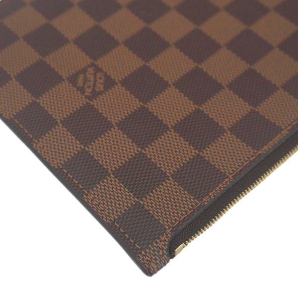 LOUIS VUITTON Neverfull Wristlet Damier Ebene Pouch Brown