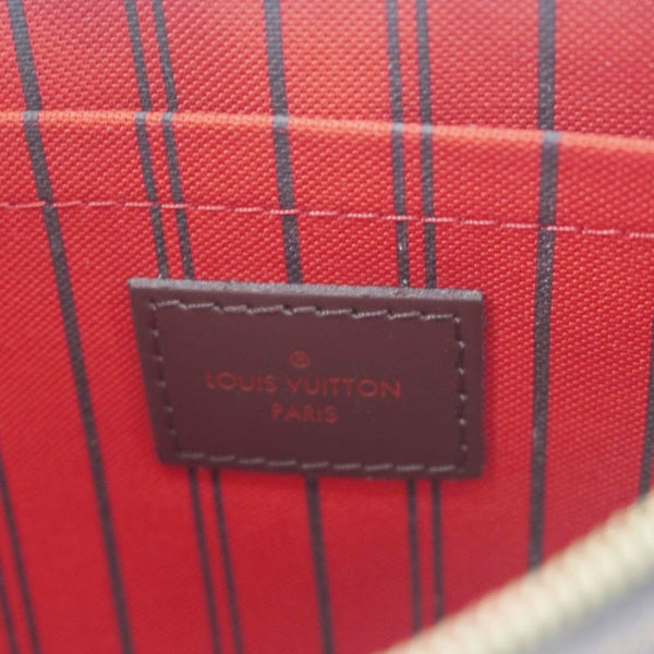 LOUIS VUITTON Neverfull Wristlet Damier Ebene Pouch Brown