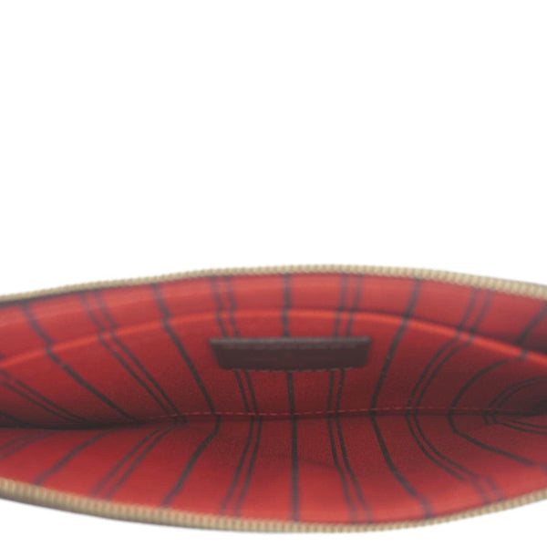 LOUIS VUITTON Neverfull Wristlet Damier Ebene Pouch Brown