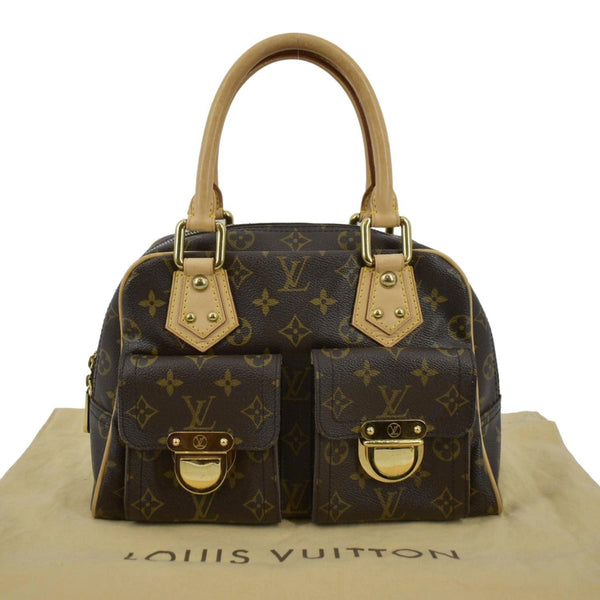LOUIS VUITTON Manhattan PM Monogram Canvas Satchel Bag Brown