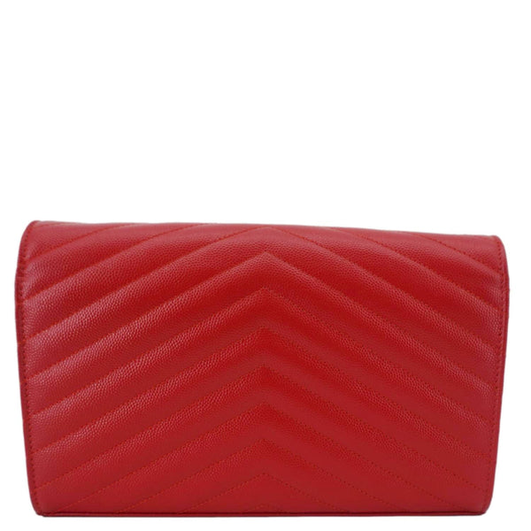 YVES SAINT LAURENT Cassandre Leather Wallet On Chain Crossbody Bag Red