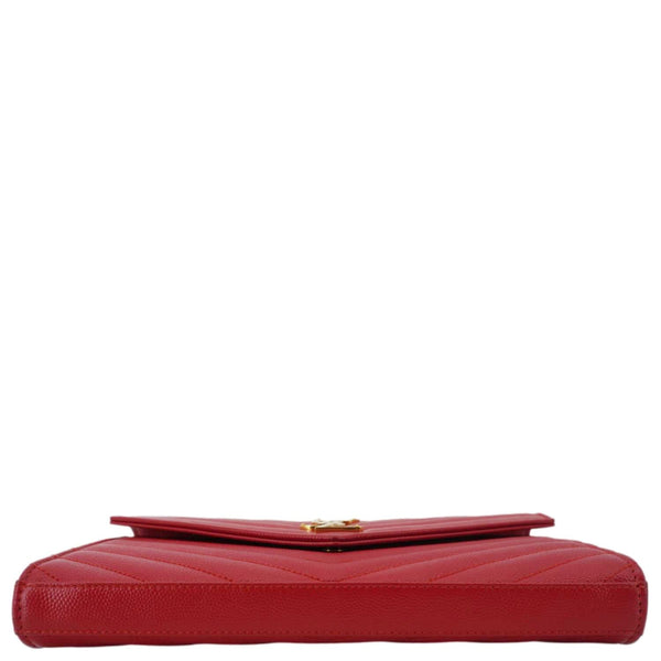 YVES SAINT LAURENT Cassandre Leather Wallet On Chain Crossbody Bag Red