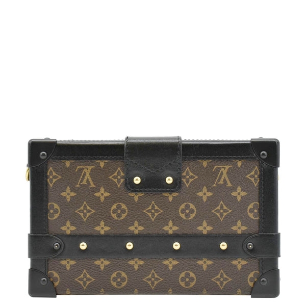 LOUIS VUITTON Petite Malle Monogram Canvas Shoulder Bag Brown