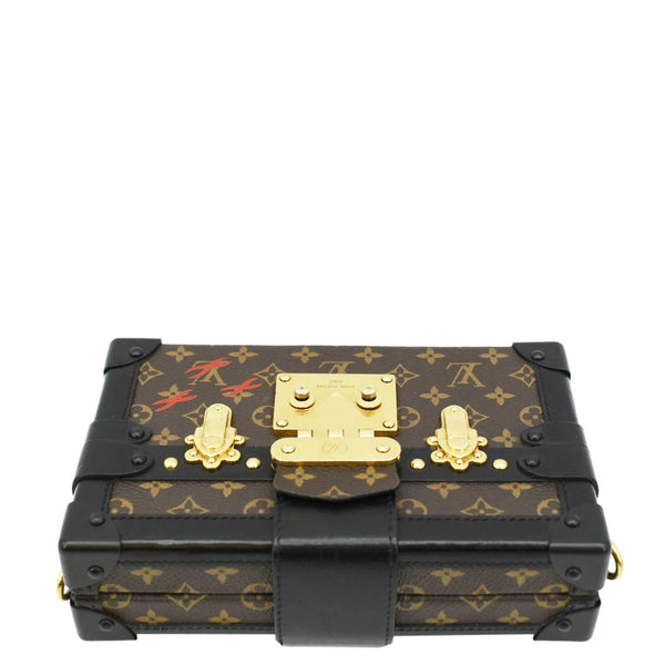 LOUIS VUITTON Petite Malle Monogram Canvas Shoulder Bag Brown