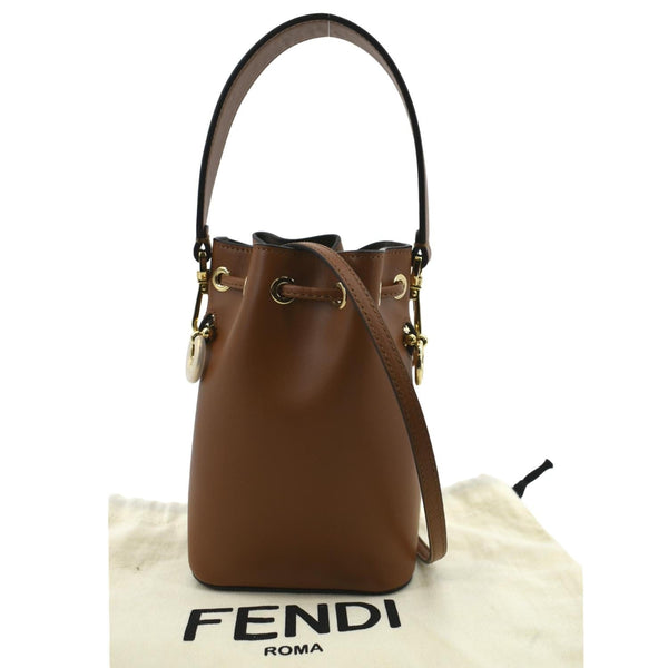 Fendi Mon Tresor Leather Bucket Crossbody Bag in Brown - Back
