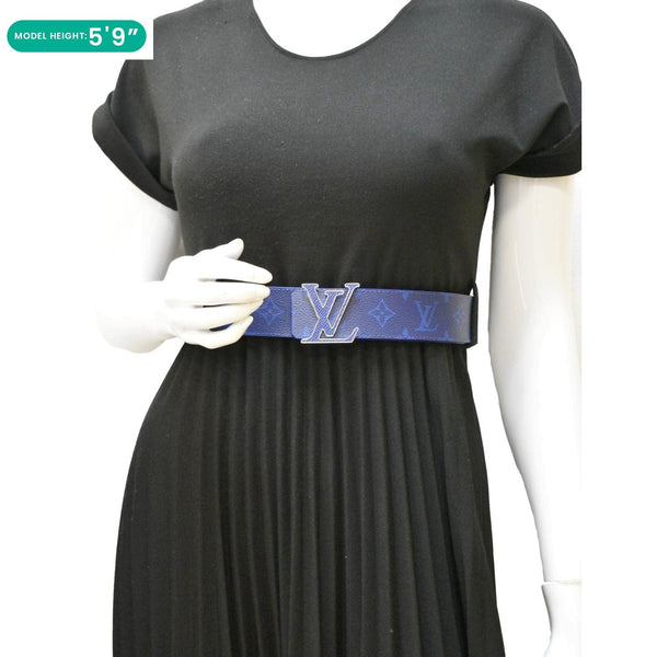 LOUIS VUITTON LV Initiales Reversible Monogram Canvas Belt Blue Size 100/40