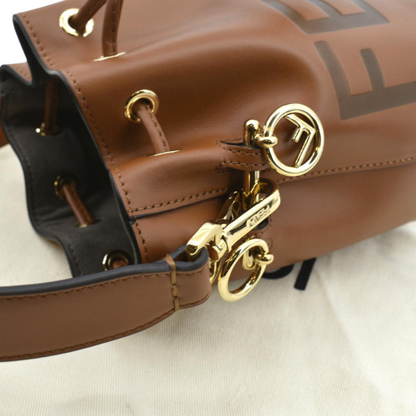 Fendi Mon Tresor Leather Bucket Crossbody Bag in Brown - Top Left