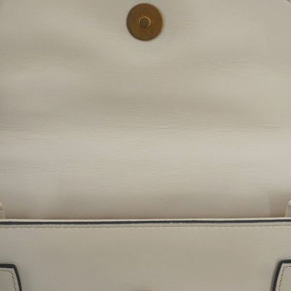 GUCCI Broadway Pearl Bee Mini Leather Shoulder Bag White 453778