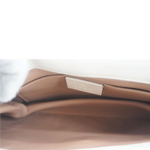 GUCCI Broadway Pearl Bee Mini Leather Shoulder Bag White 453778