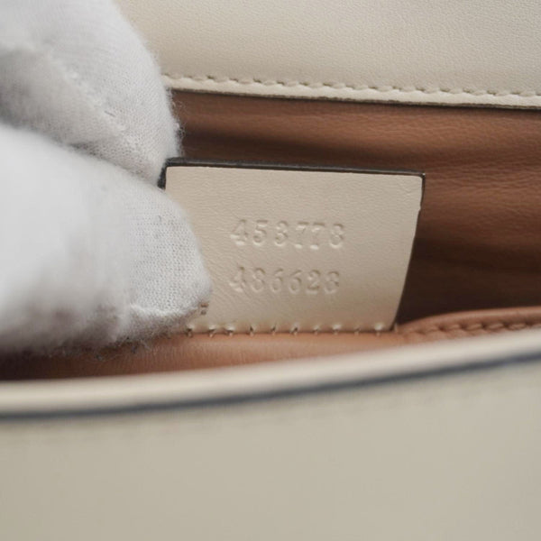 GUCCI Broadway Pearl Bee Mini Leather Shoulder Bag White 453778