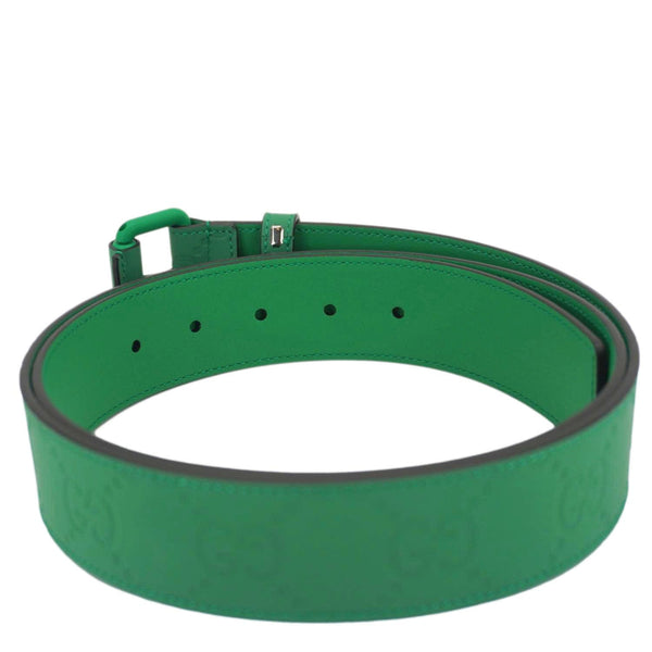 GUCCI GG Leather Belt Green 771297 Size 110.44