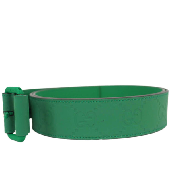 GUCCI GG Leather Belt Green 771297 Size 110.44