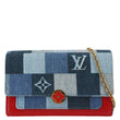 LOUIS VUITTON Patchwork Flore Damier Monogram Denim Chain Wallet Shoulder Bag Blue