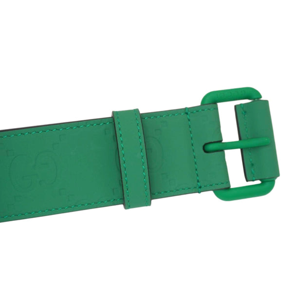 GUCCI GG Leather Belt Green 771297 Size 110.44