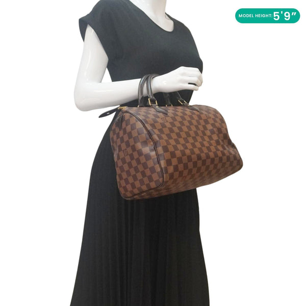 LOUIS VUITTON Speedy 30 Damier Ebene Satchel Bag Brown