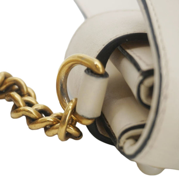 GUCCI Broadway Pearl Bee Mini Leather Shoulder Bag White 453778