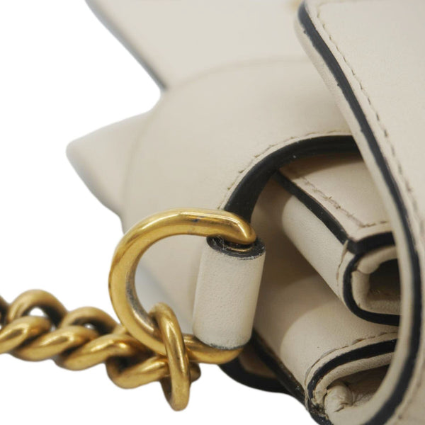 GUCCI Broadway Pearl Bee Mini Leather Shoulder Bag White 453778