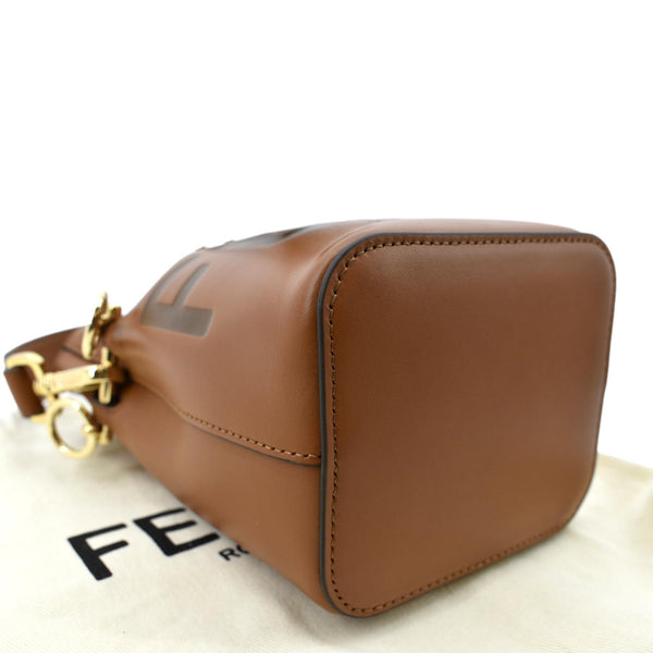 Fendi Mon Tresor Leather Bucket Crossbody Bag in Brown - Bottom Left