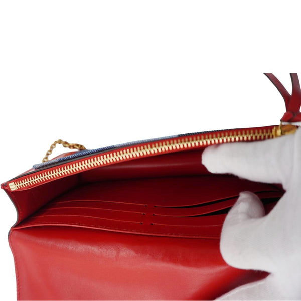 LOUIS VUITTON Patchwork Flore Damier Monogram Denim Chain Wallet Shoulder Bag Blue