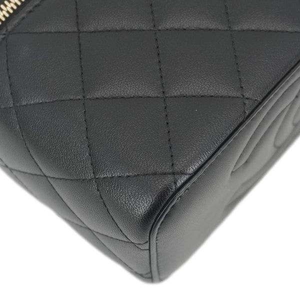 CHANEL Vanity Case Quilted Leather Top Handle Crossbody Bag Black