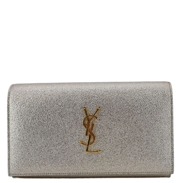YVES SAINT LAURENT Kate Small Metallic Leather Crossbody Bag Silver