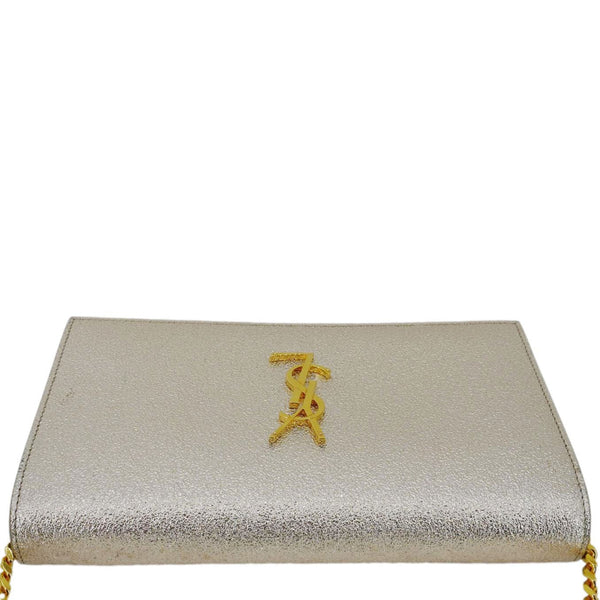 YVES SAINT LAURENT Kate Small Metallic Leather Crossbody Bag Silver