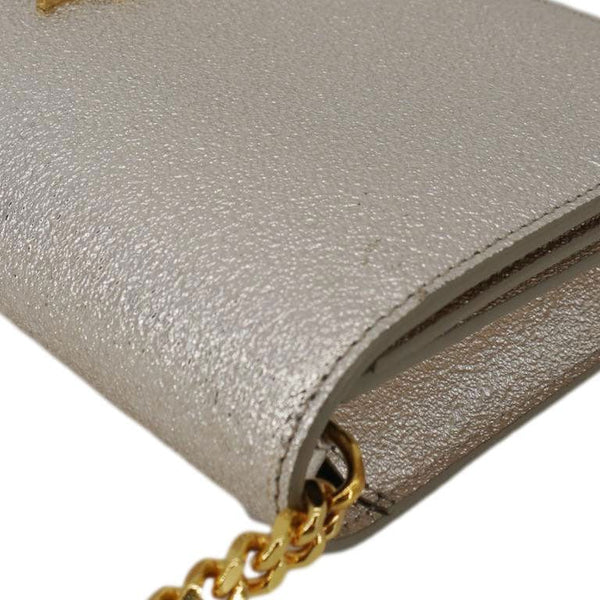 YVES SAINT LAURENT Kate Small Metallic Leather Crossbody Bag Silver