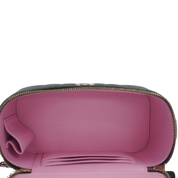 CHANEL Vanity Case Quilted Leather Top Handle Crossbody Bag Black