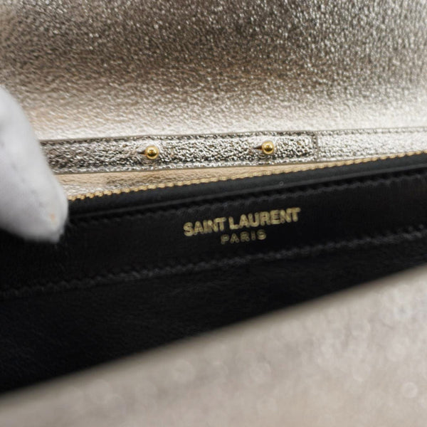 YVES SAINT LAURENT Kate Small Metallic Leather Crossbody Bag Silver