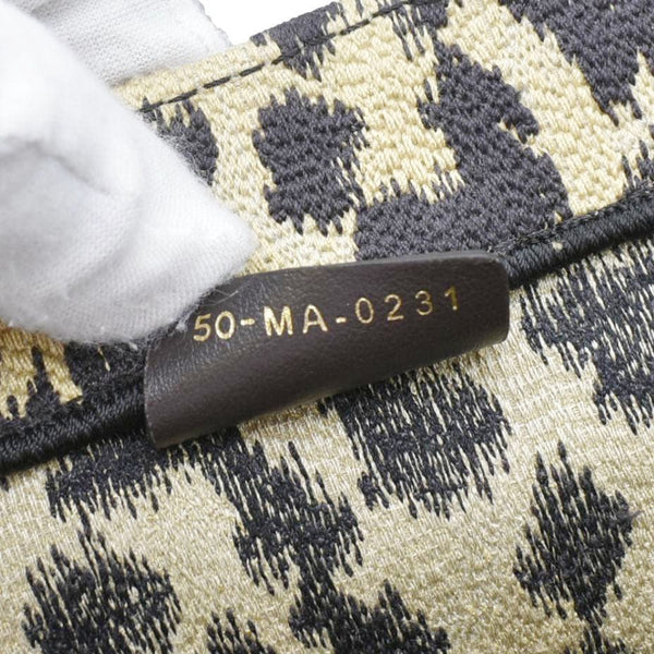 CHRISTIAN DIOR Leopard Medium Book Mizza Embroidered Tote Bag Beige