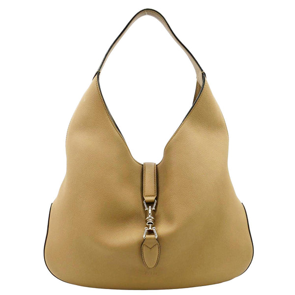 GUCCI Jackie Soft Leather Hobo Bag Beige 362968
