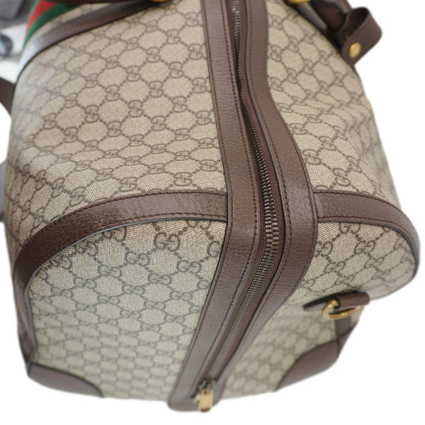 GUCCI Savoy Web Maxi GG Supreme Canvas Duffle Bag Beige 724567