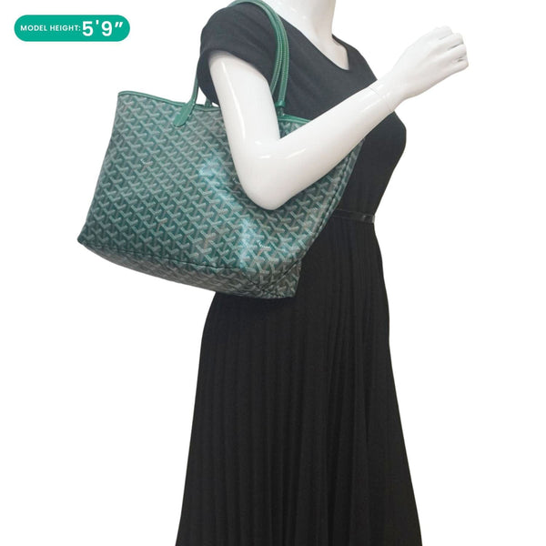 GOYARD Saint Louis PM Chevron Print Canvas Tote Bag Green