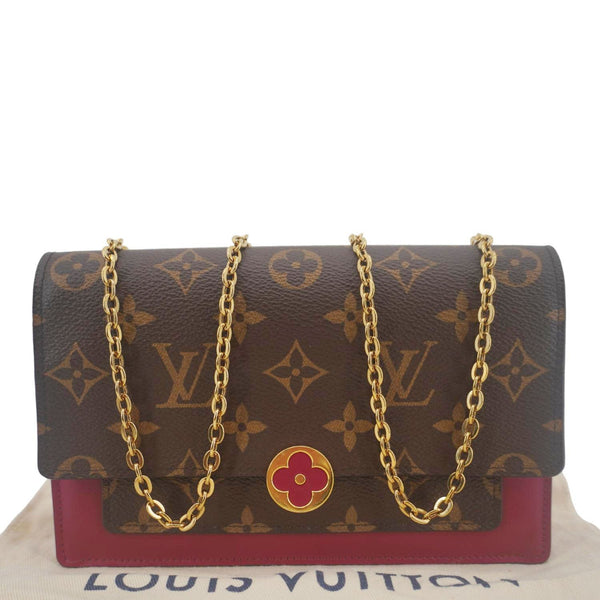 LOUIS VUITTON Flore Monogram Canvas Chain Wallet Fuchsia