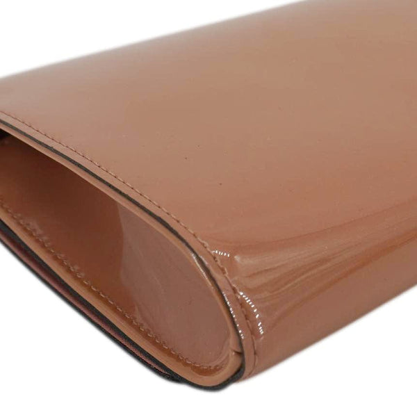 LOUIS VUITTON Louise Vernis Leather Clutch Tan