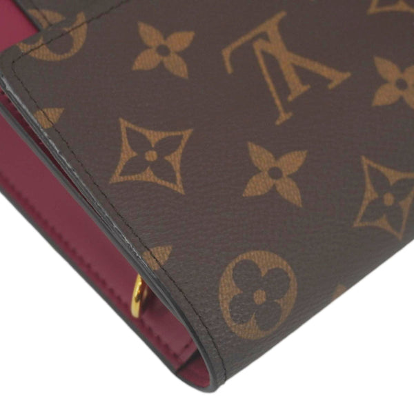 LOUIS VUITTON Flore Monogram Canvas Chain Wallet Fuchsia