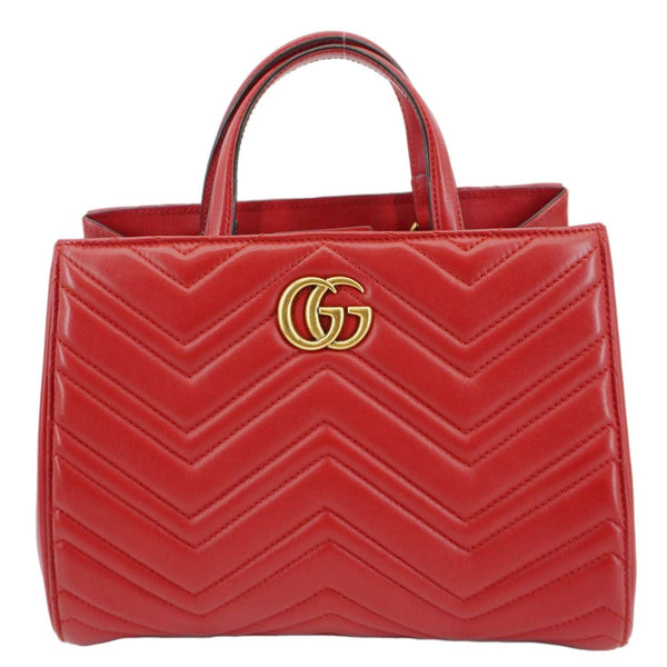 GUCCI GG Marmont Calfskin Matelasse Leather Shoulder Bag Red 448054