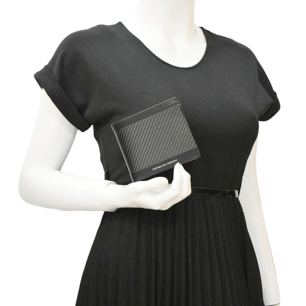 PORSCHSE DESIGN Carbon Print Fabric Men's Bifold Wallet Black