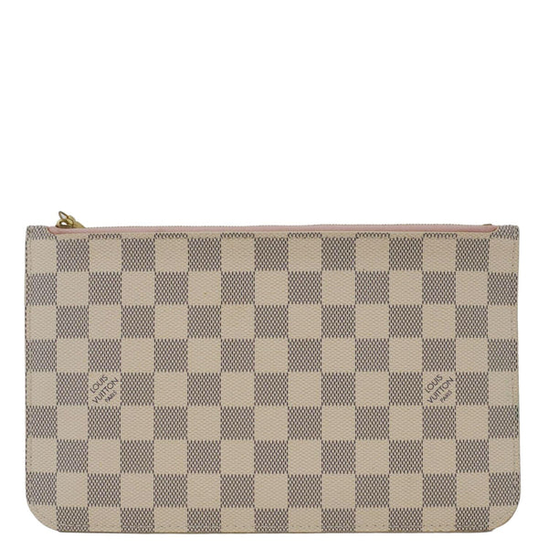 LOUIS VUITTON Neverfull Damier Azur Pochette Wristlet Rose Ballerine