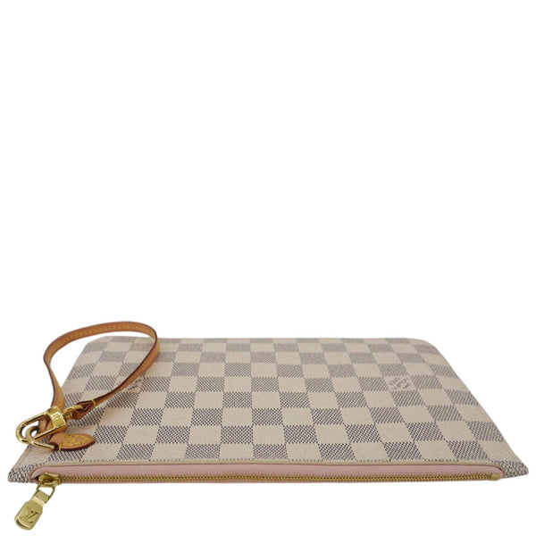 LOUIS VUITTON Neverfull Damier Azur Pochette Wristlet Rose Ballerine
