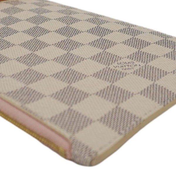 LOUIS VUITTON Neverfull Damier Azur Pochette Wristlet Rose Ballerine