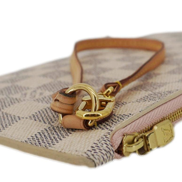 LOUIS VUITTON Neverfull Damier Azur Pochette Wristlet Rose Ballerine