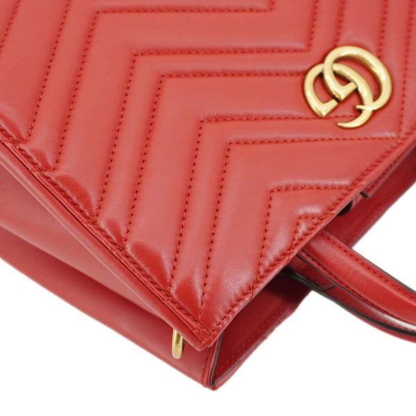 GUCCI GG Marmont Calfskin Matelasse Leather Shoulder Bag Red 448054