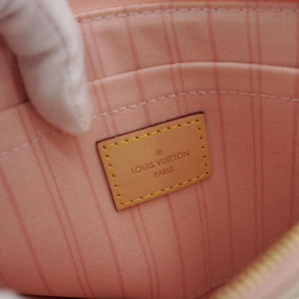 LOUIS VUITTON Neverfull Damier Azur Pochette Wristlet Rose Ballerine