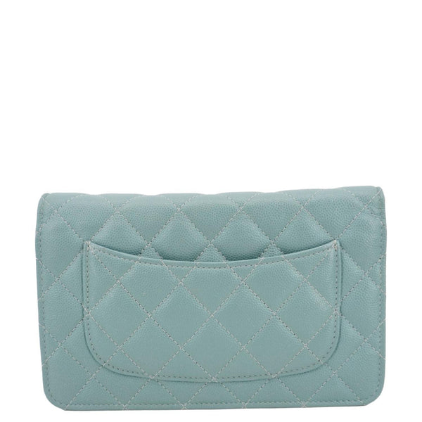 CHANEL Wallet On Chain Quilted Caviar Leather Crossbody Bag Sea Green