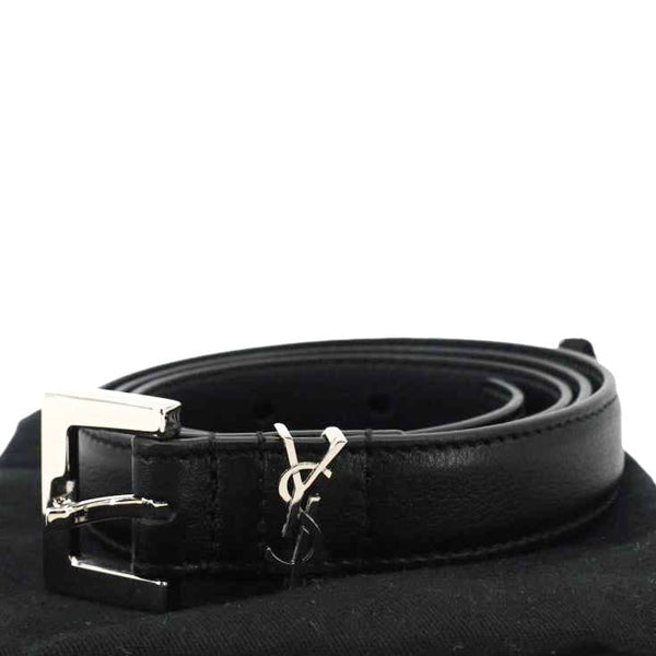 YVES SAINT LAURENT Square Buckle Leather Belt Black Size 75