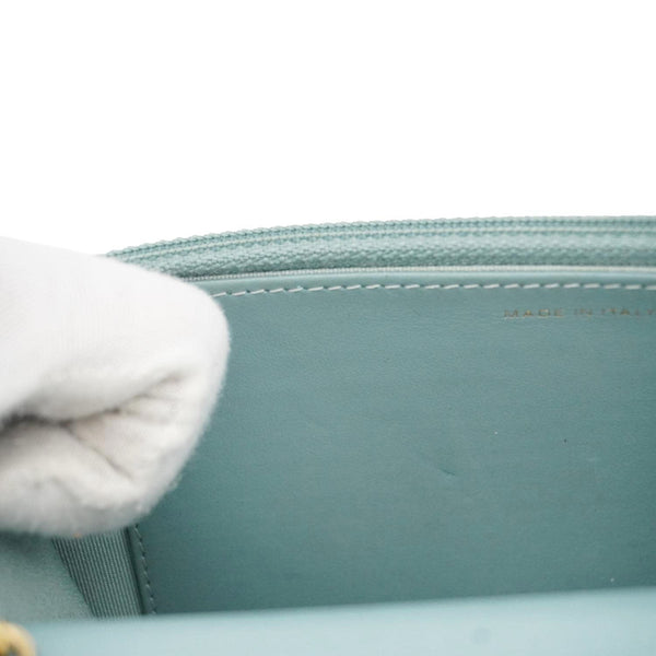 CHANEL Wallet On Chain Quilted Caviar Leather Crossbody Bag Sea Green