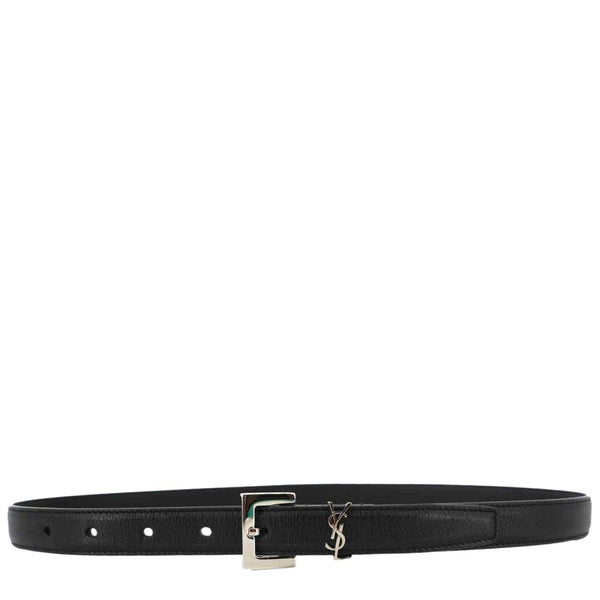 YVES SAINT LAURENT Square Buckle Leather Belt Black Size 75