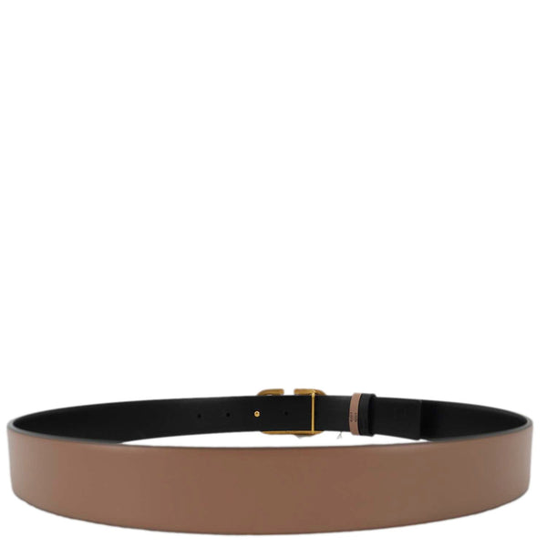 VALENTINO Garavani VLogo Signature Leather Reversible Belt Beige