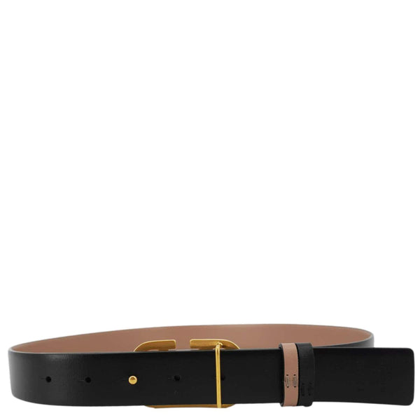 VALENTINO Garavani VLogo Signature Leather Reversible Belt Beige